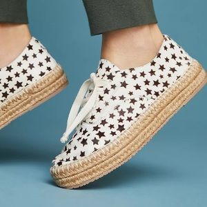 Anthropologie KAANAS Montauk Star Pattern Calf Fur Espadrille Sneakers 8